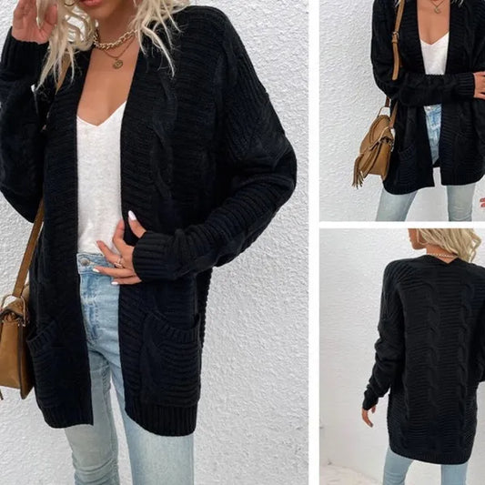 Cardigan da donna a righe a righe autunno inverno autunno inverno moda femminile casual allentato opaco giacca a maniche lunghe cardigan cappotto da donna