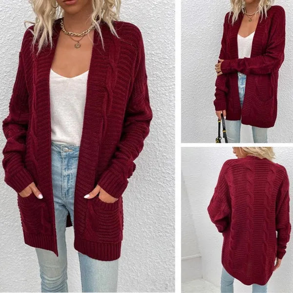 Cardigan da donna a righe a righe autunno inverno autunno inverno moda femminile casual allentato opaco giacca a maniche lunghe cardigan cappotto da donna