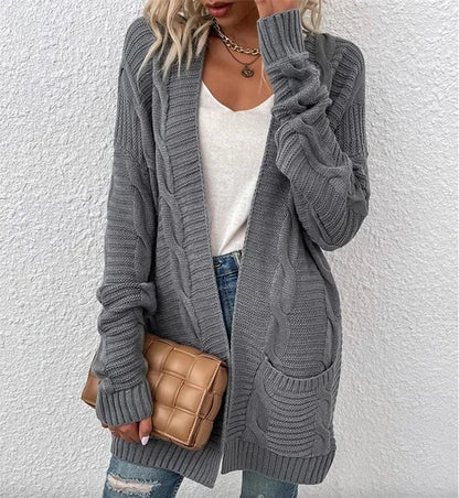 Cardigan da donna a righe a righe autunno inverno autunno inverno moda femminile casual allentato opaco giacca a maniche lunghe cardigan cappotto da donna