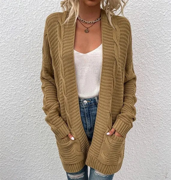 Cardigan da donna a righe a righe autunno inverno autunno inverno moda femminile casual allentato opaco giacca a maniche lunghe cardigan cappotto da donna