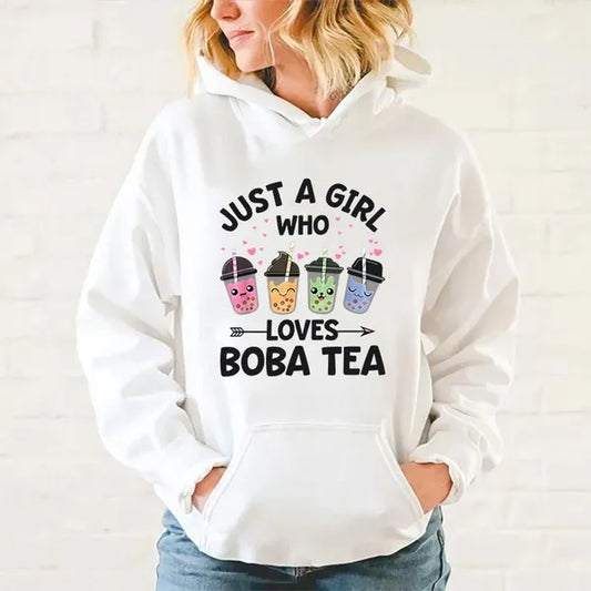 Novità Just A Girl Who Loves Boba Tea Felpe con cappuccio Donna fashion in 4 varianti differenti