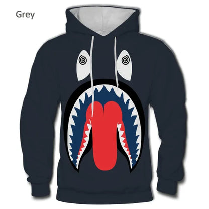 Bape Shark Felpa con cappuccio con stampa 3D Casual Hip-hop Stampa Felpa con cappuccio sportiva da donna Felpa con cappuccio unisex Shark