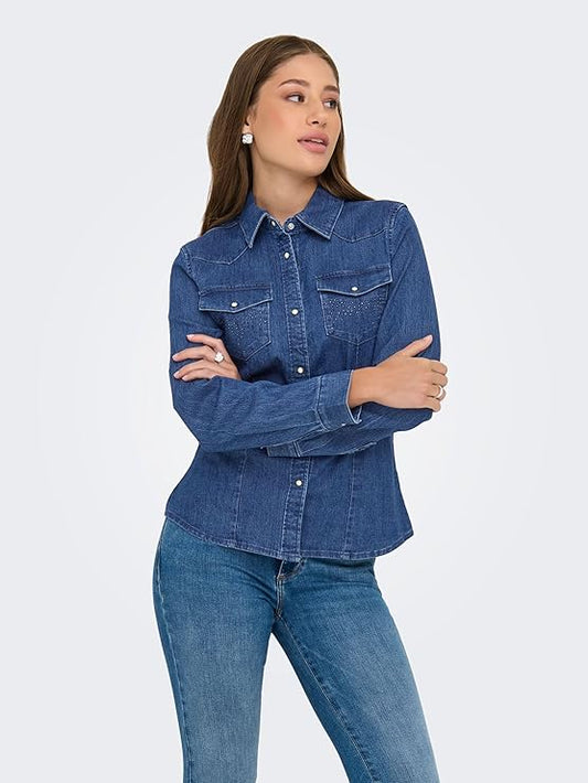 Camicia Only Onlsasia Rhinestone DNM Shirt AKM