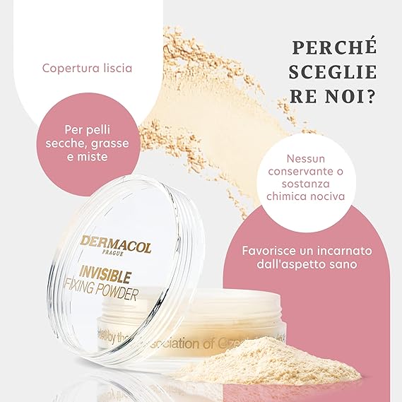 Dermacol Invisible Fixing Powder Natural Fondotinta in Cipria (Light)