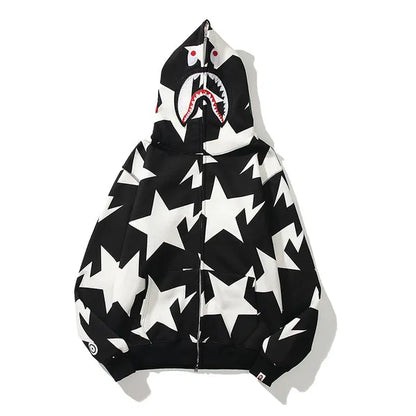 New Fashion Bape Shark Giacca con cappuccio Giacca Shark Giacca con cappuccio e zip Star