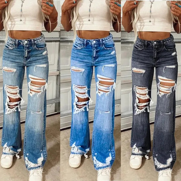 JEANS VITA BASSA GAMBA LARGA 3 VARIANTI DI COLORE