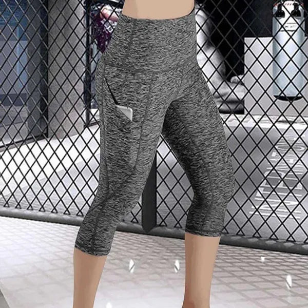 Leggings da allenamento skinny a vita alta da donna alla moda con tasche  da corsa per allenamento sportivo da palestra  Pantaloni corti elasticizzati