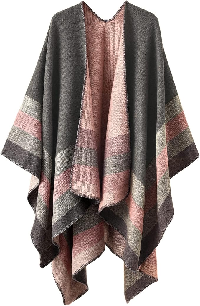 Elegante Mantella da Donna con Fronte Aperto Poncho Morbido
