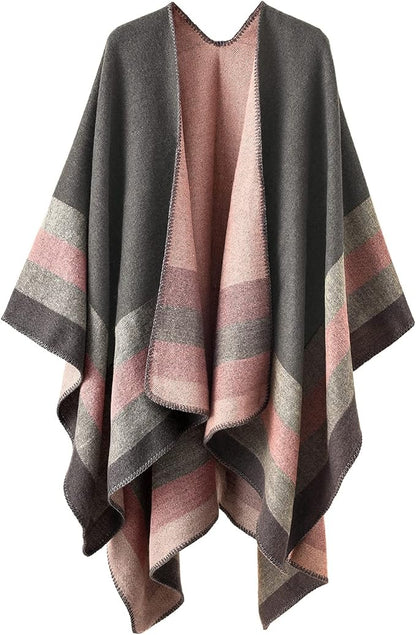 Elegante Mantella da Donna con Fronte Aperto Poncho Morbido
