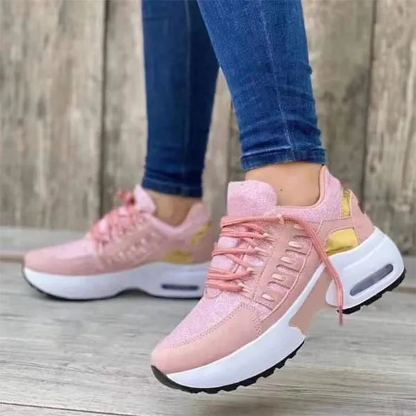 Nuove scarpe da ginnastica in mesh traspirante da donna Scarpe da corsa antiscivolo Moda Suola spessa Stringate da corsa ammortizzanti Scarpe da jogging casual per fitness all'aperto  da tennis ultra leggere Taglie forti 35-43