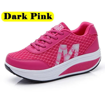 Scarpe da donna casual in rete Sneakers fitness con plateau Scarpe da ginnastica traspiranti e confortevoli per esercizi all'aria aperta Scarpe da corsa