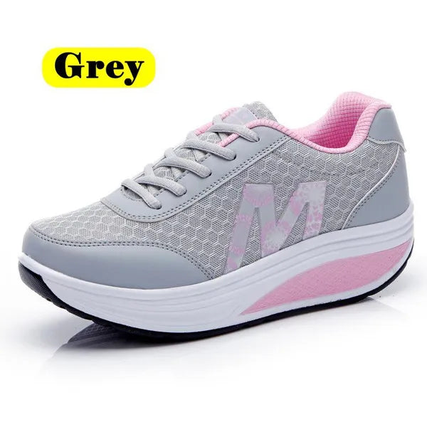 Scarpe da donna casual in rete Sneakers fitness con plateau Scarpe da ginnastica traspiranti e confortevoli per esercizi all'aria aperta Scarpe da corsa