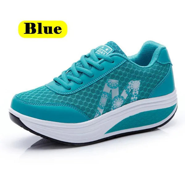 Scarpe da donna casual in rete Sneakers fitness con plateau Scarpe da ginnastica traspiranti e confortevoli per esercizi all'aria aperta Scarpe da corsa