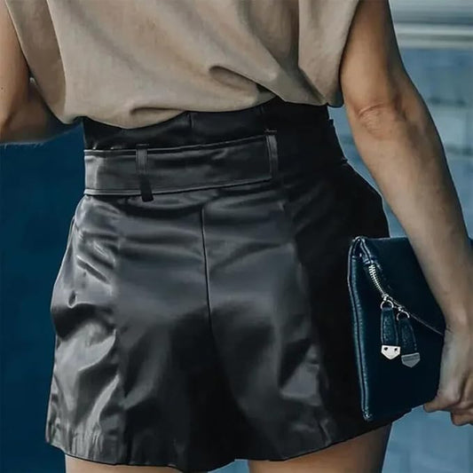 Shorts Donna in Ecopelle con Tasca Vita Alta Sexy PU