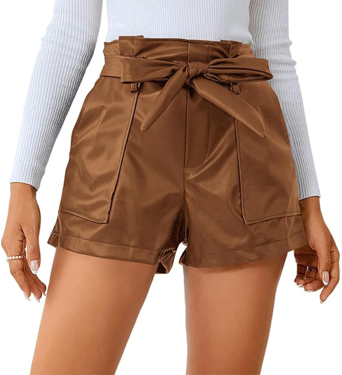 Shorts Donna in Ecopelle con Tasca Vita Alta Sexy PU