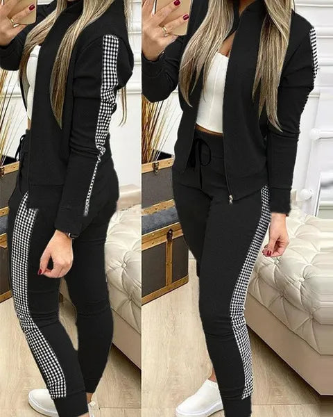 Nuovo arrivo autunno e inverno moda donna tuta set manica lunga cerniera casual top e pantaloni super fashion in 3 colori diversi