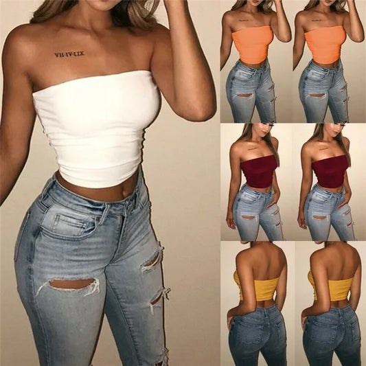 Canottiera casual senza spalline da donna senza spalline Canottiera estiva aderente senza maniche Canottiera slim Canotte Camis Clubwear Outwear S-XL