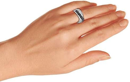 Anello a Fascia Incrociata X con Zirconi Cubici CZ Pavé Bicolore in Argento Sterling .925