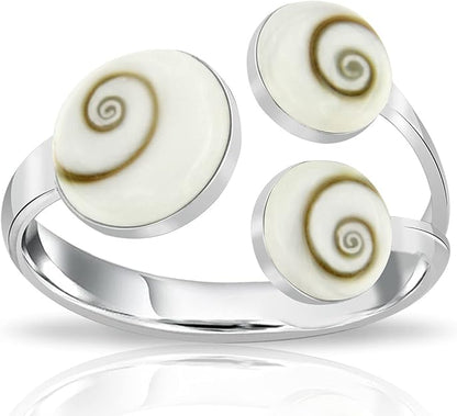 Planetys - Anello in argento 925/1000 con 3 madreperla