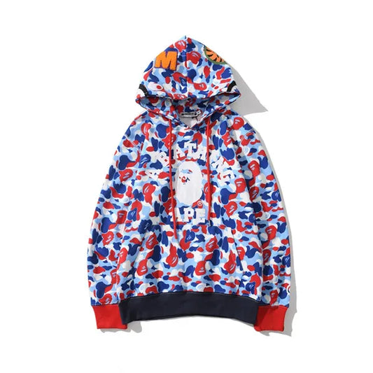 Felpa con cappuccio unisex A Bathing Ape Water New Bape con cappuccio e cerniera Shark