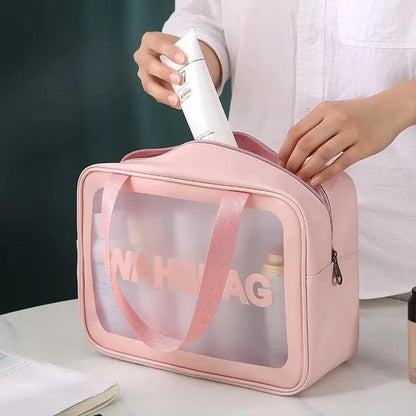 Borsa da viaggio portatile da donna Borsa da trucco impermeabile trasparente femminile Custodia da bellezza per cosmetici di grande capacità