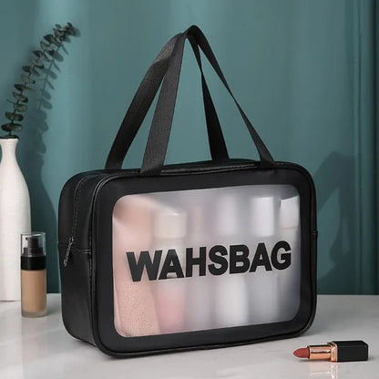 Borsa da viaggio portatile da donna Borsa da trucco impermeabile trasparente femminile Custodia da bellezza per cosmetici di grande capacità