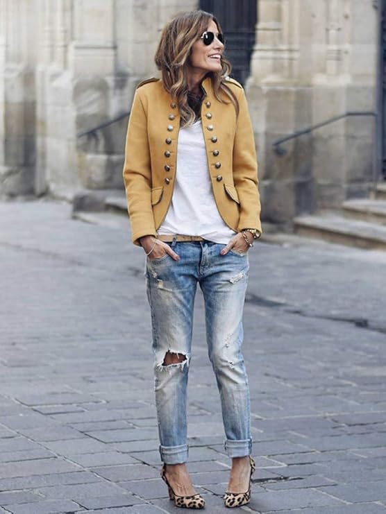 Blazer Giacca Manica Lunga Tinta Unita