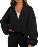 Felpa Cappotto Sportivo in Pile Rocker con Collo Alto e Zip Imbottita Donna