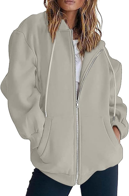 Felpa con Cappuccio e Zip Giacca Pile da donna