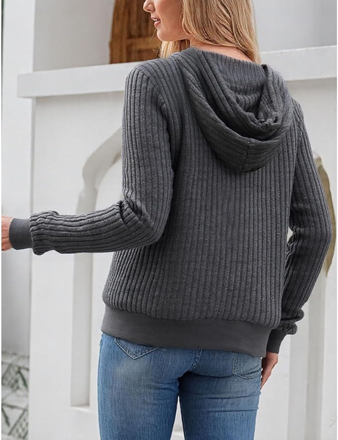 Yeenily Felpa Donna con Zip E Cappuccio
