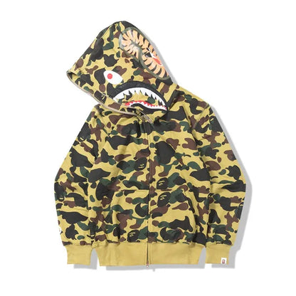 New Bape Camouflage Thin Hooded Zipper Jacket Shark Jacket Cappotto unisex con cappuccio e cerniera moda camouflage