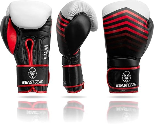 Beast Gear Guantoni da Boxe per Allenamento in Vera Pelle - Guanti per Donna e Uomo da Sacco per Pugilato, Muay Thai, Kick Boxe, FitBoxe, MMA e Sparring