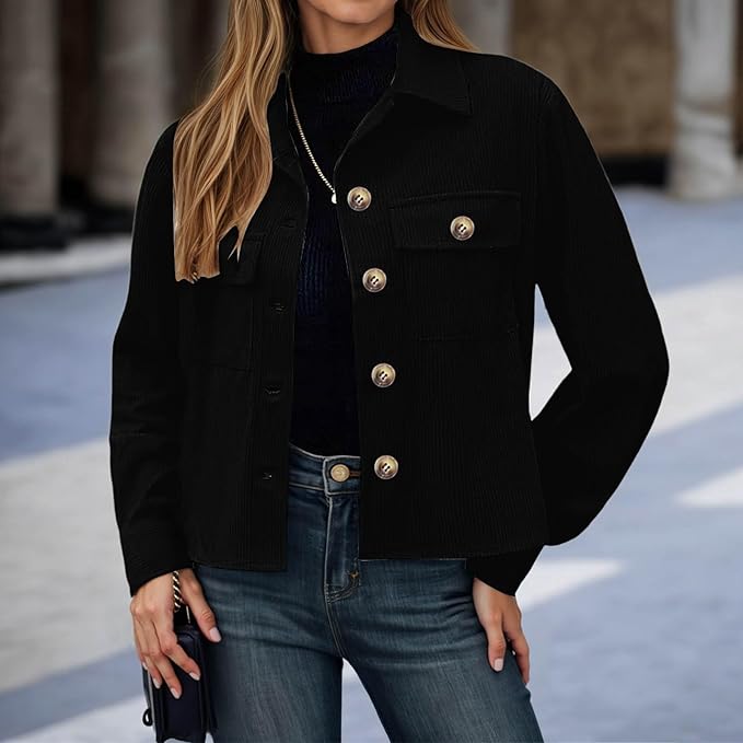 Giacca casual da donna con colletto alto, modello corto