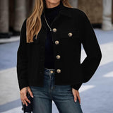 Giacca casual da donna con colletto alto, modello corto