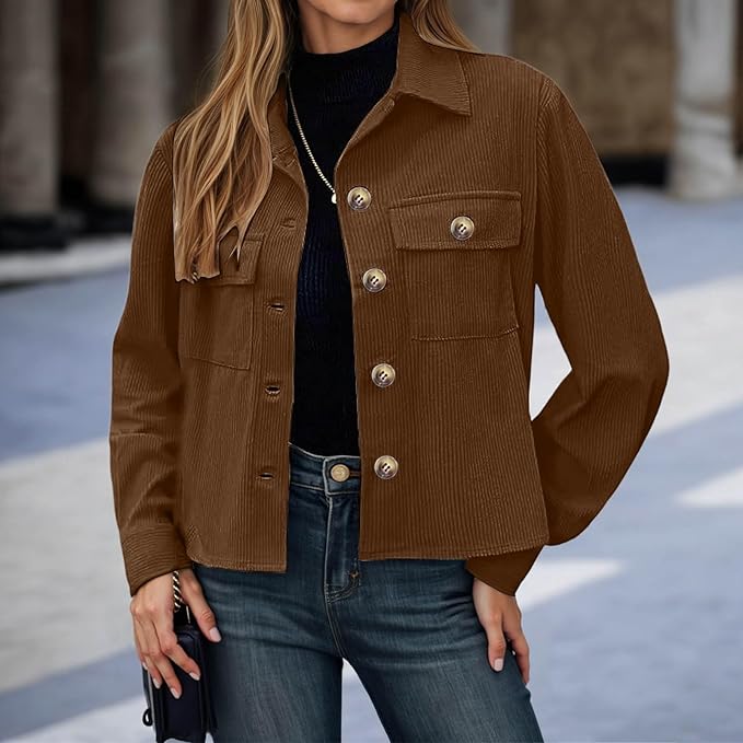 Giacca casual da donna con colletto alto, modello corto