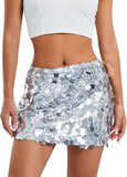 Gonna San Valentino Paillettes Argento Donna Sexy Halbrock Fianchi Vita Alta Gonne Rave Party Slim Fit Solid Vita Alta Elegante Gonna Breve Skinny Confortevole Gonna Donna