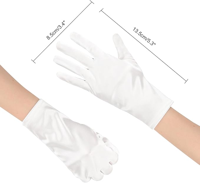 Guanti Corti in Raso da Donna da Opera per Tea Party, Banchetti, Feste, Matrimoni e Sfilate