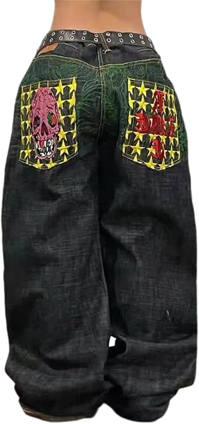 Jeans Eleganti Larghi a Gamba Larga con Tasche