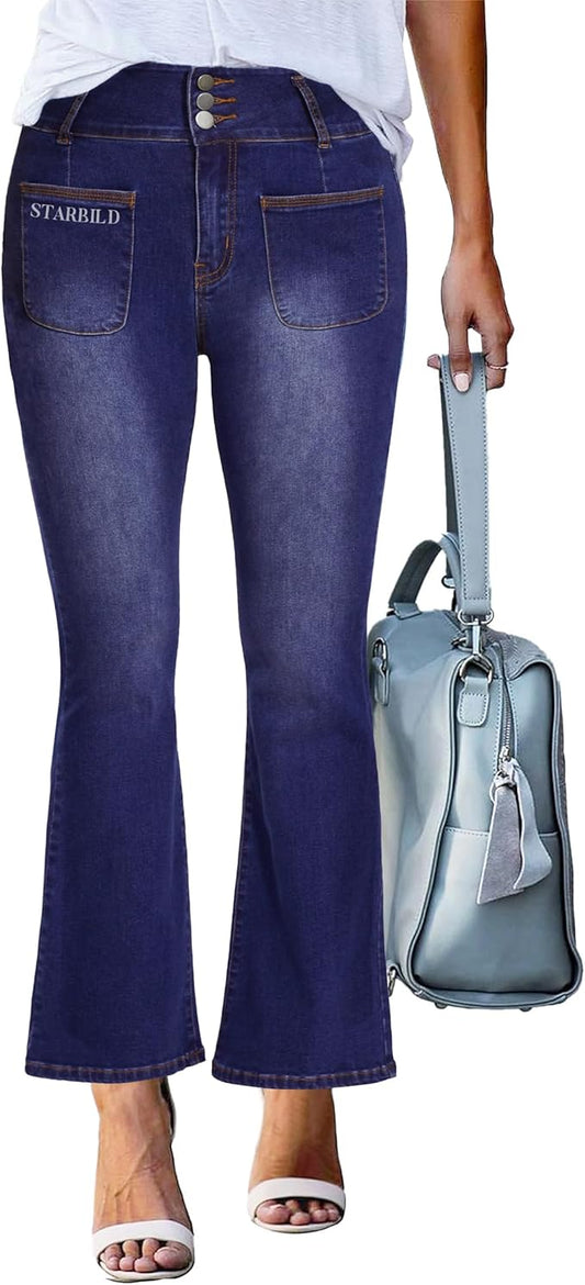 Jeans Svasati con Tasche Frontale Bootcut Donna