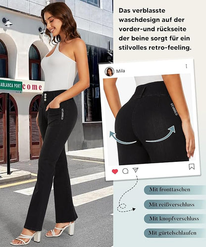 Jeans Svasati con Tasche Frontale Bootcut Donna