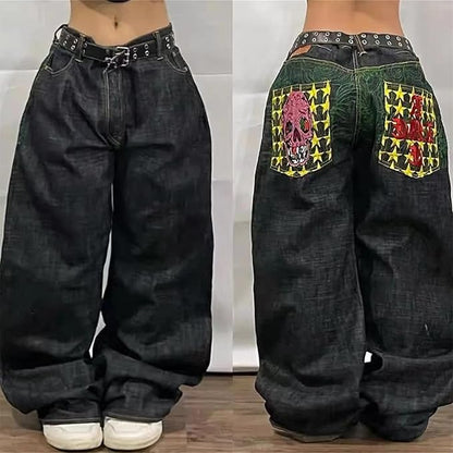 Jeans Eleganti Larghi a Gamba Larga con Tasche