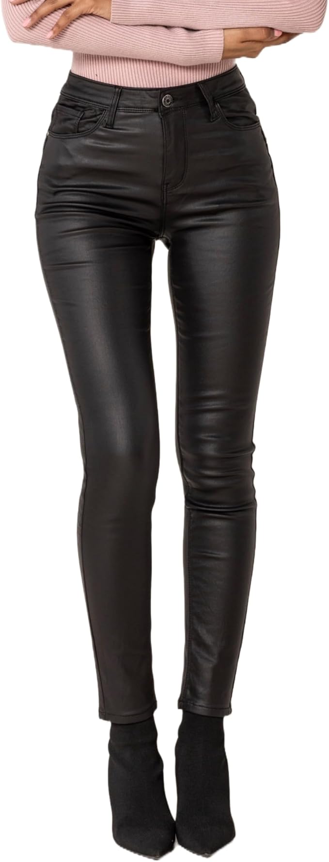 jeans stretch a vita alta, effetto pelle