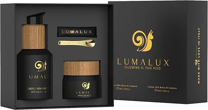 Lumalux- 2 in 1, Siero e Crema con Bava Di Lumaca 98% e 75%- Acido Ialuronico Antirughe e Aloe Vera