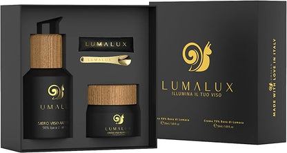 Lumalux- 2 in 1, Siero e Crema con Bava Di Lumaca 98% e 75%- Acido Ialuronico Antirughe e Aloe Vera