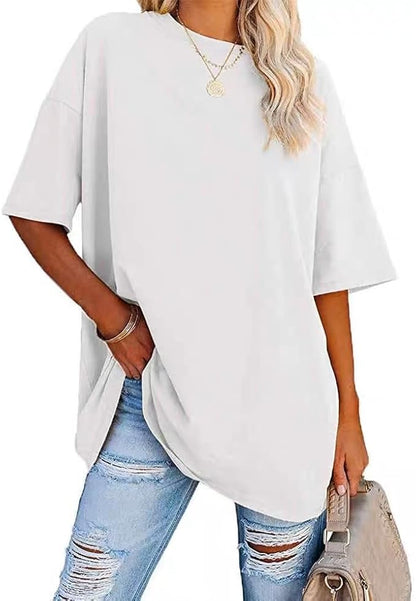 Maglietta oversize da donna, girocollo a mezza manica