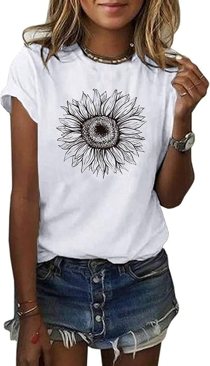 Magliette Larghe T-Shirt con girasole