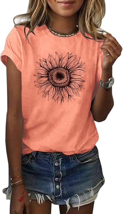Magliette Larghe T-Shirt con girasole