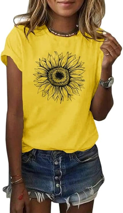 Magliette Larghe T-Shirt con girasole