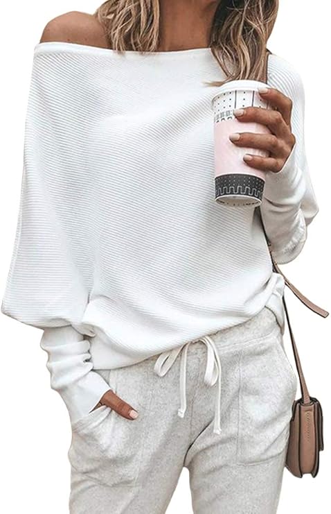 ORANDESIGNE Donna Maglione Maglia Maniche Lunghe Pipistrello