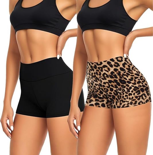 Pantaloncini Sportivi Donna, Booty Shorts Sportivi Vita Alta, Leggings Short, Hot Pants per Yoga Palestra Ciclismo Sport Corsa Allenamento (Nero, Marrone)